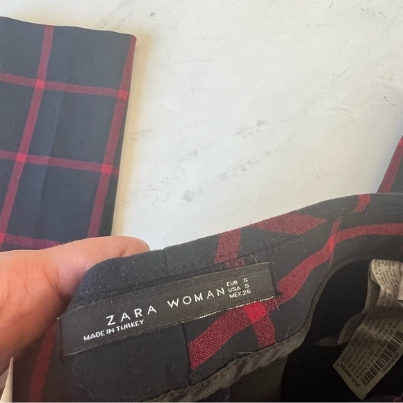 Zara Navy and Red Plaid Trousers - Picture 2 of 4